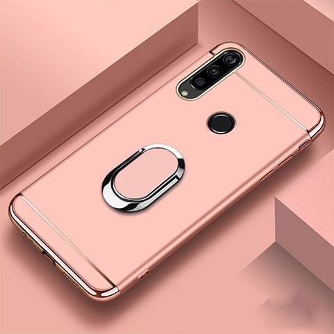 Funda Bumper Lujo Marco de Metal y Plastico Carcasa con Anillo de dedo Soporte T01 para Huawei Honor 20 Lite Oro Rosa