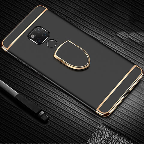 Funda Bumper Lujo Marco de Metal y Plastico Carcasa con Anillo de dedo Soporte T01 para Huawei Mate 20 X 5G Negro