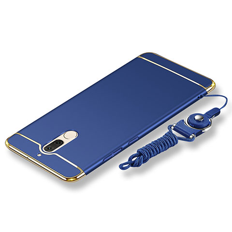 Funda Bumper Lujo Marco de Metal y Plastico Carcasa con Lanyard para Huawei Maimang 6 Azul