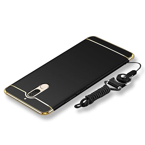 Funda Bumper Lujo Marco de Metal y Plastico Carcasa con Lanyard para Huawei Maimang 6 Negro