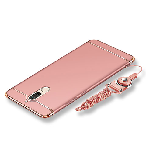 Funda Bumper Lujo Marco de Metal y Plastico Carcasa con Lanyard para Huawei Maimang 6 Oro Rosa