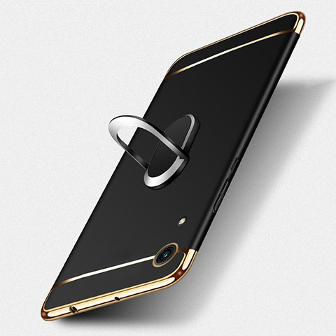 Funda Bumper Lujo Marco de Metal y Plastico con Anillo de dedo Soporte para Huawei Y6s Negro