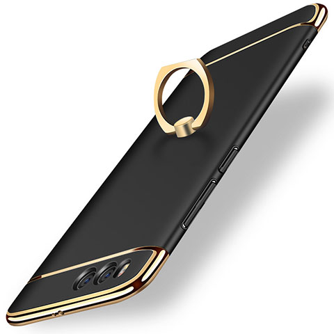 Funda Bumper Lujo Marco de Metal y Plastico con Anillo de dedo Soporte para Xiaomi Mi 6 Negro