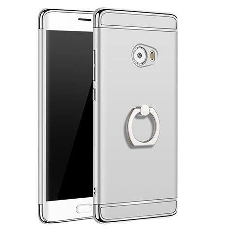 Funda Bumper Lujo Marco de Metal y Plastico con Anillo de dedo Soporte para Xiaomi Mi Note 2 Plata