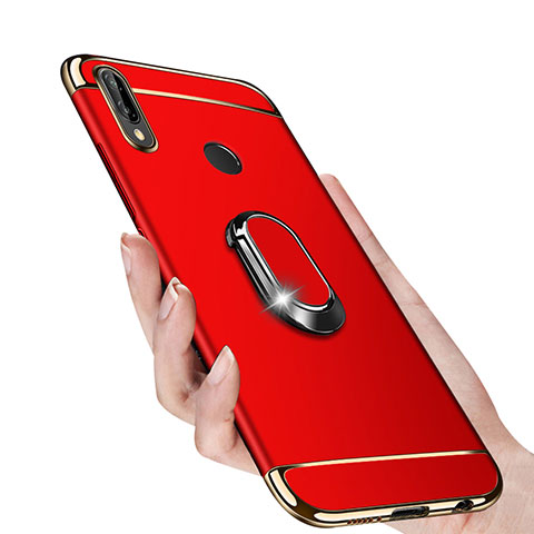 Funda Bumper Lujo Marco de Metal y Plastico con Magnetico Anillo de dedo Soporte para Huawei Nova 3i Rojo