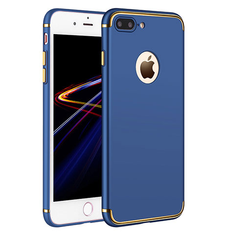 Funda Bumper Lujo Marco de Metal y Plastico F02 para Apple iPhone 8 Plus Azul