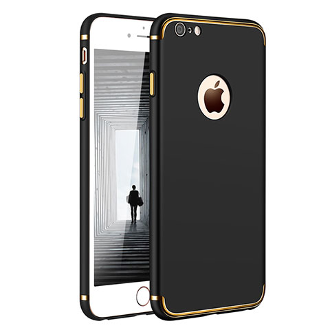 Funda Bumper Lujo Marco de Metal y Plastico para Apple iPhone 6S Plus Negro