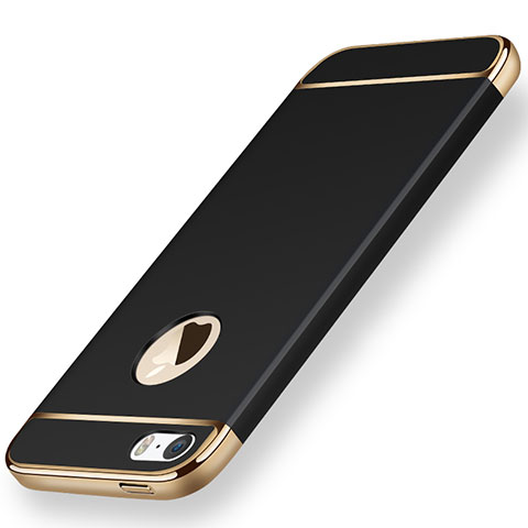 Funda Bumper Lujo Marco de Metal y Plastico para Apple iPhone SE Negro