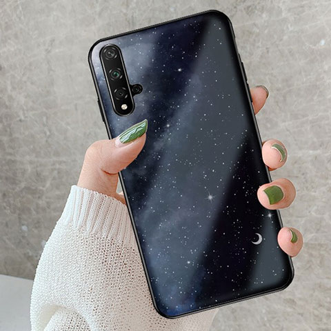 Funda Bumper Silicona Espejo Estrellado Carcasa S02 para Huawei Honor 20 Negro