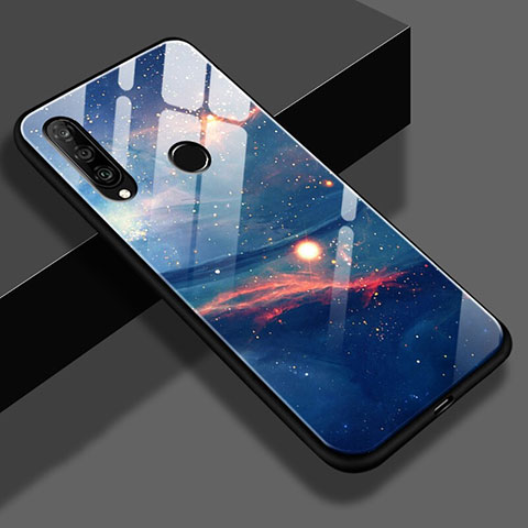 Funda Bumper Silicona Espejo Estrellado Carcasa S02 para Huawei Nova 4e Azul