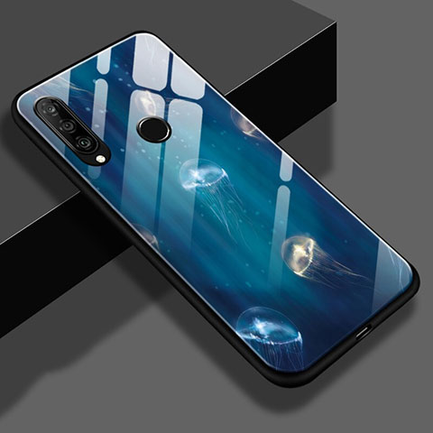 Funda Bumper Silicona Espejo Patron de Moda Carcasa S01 para Huawei P30 Lite New Edition Azul