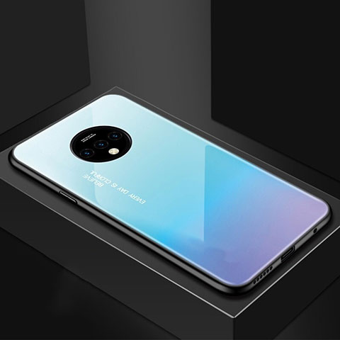 Funda Bumper Silicona Gel Espejo Estrellado Carcasa para OnePlus 7T Cian