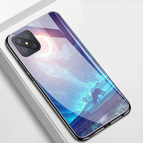 Funda Bumper Silicona Gel Espejo Estrellado Carcasa para Oppo Reno4 Z 5G Cian