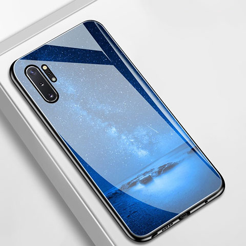Funda Bumper Silicona Gel Espejo Estrellado Carcasa para Samsung Galaxy Note 10 Plus Azul