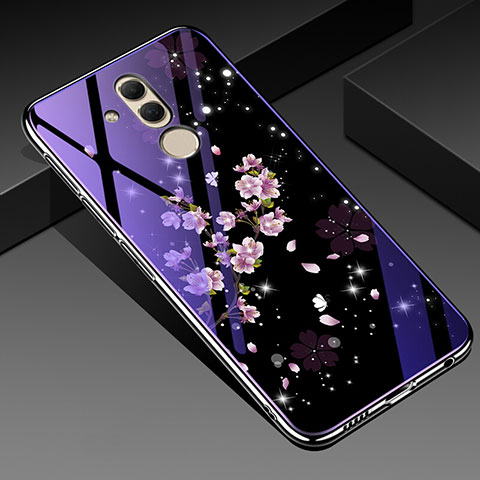 Funda Bumper Silicona Gel Espejo Flores Carcasa H01 para Huawei Mate 20 Lite Morado