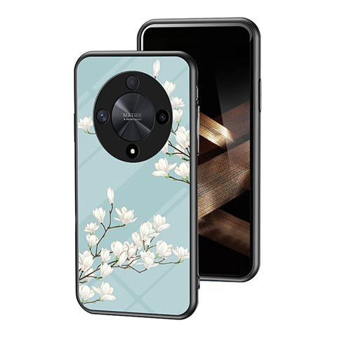 Funda Bumper Silicona Gel Espejo Flores Carcasa para Huawei Honor X9b 5G Cian