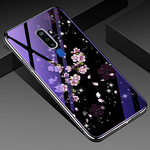 Funda Bumper Silicona Gel Espejo Flores Carcasa para Oppo A9 (2020) Multicolor