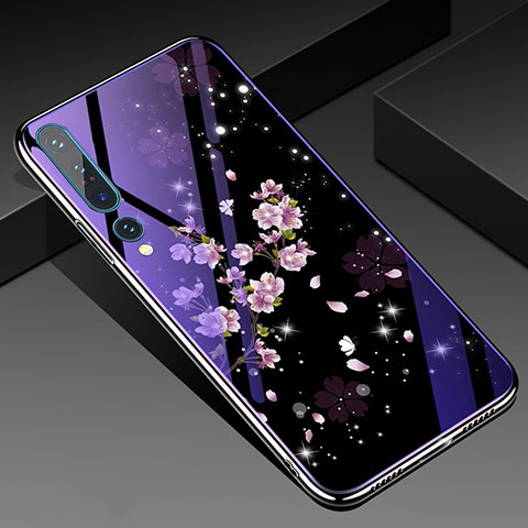 Funda Bumper Silicona Gel Espejo Flores Carcasa para Xiaomi Mi 10 Pro Multicolor