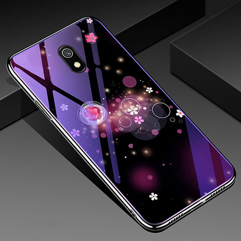 Funda Bumper Silicona Gel Espejo Flores Carcasa para Xiaomi Redmi 8A Morado