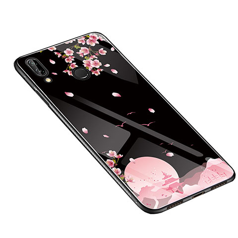 Funda Bumper Silicona Gel Espejo Flores Carcasa S01 para Huawei Nova 3e Negro