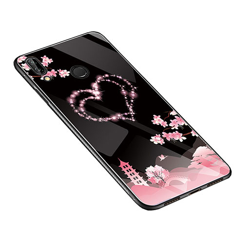 Funda Bumper Silicona Gel Espejo Flores Carcasa S01 para Huawei Nova 3e Rosa