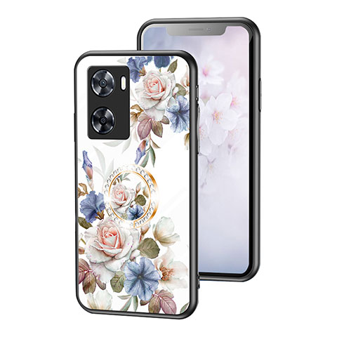 Funda Bumper Silicona Gel Espejo Flores Carcasa S01 para OnePlus Nord N20 SE Blanco