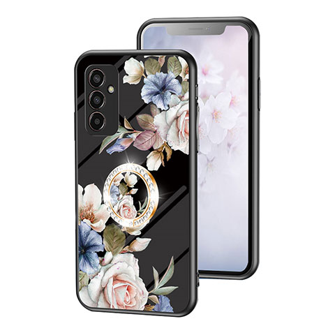 Funda Bumper Silicona Gel Espejo Flores Carcasa S01 para Samsung Galaxy M13 4G Negro