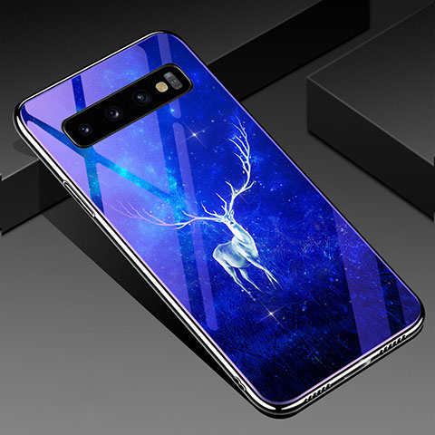 Funda Bumper Silicona Gel Espejo Patron de Moda Carcasa K01 para Samsung Galaxy S10 Plus Azul