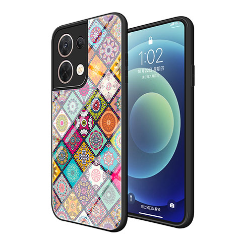 Funda Bumper Silicona Gel Espejo Patron de Moda Carcasa LS2 para Oppo Reno9 5G Multicolor