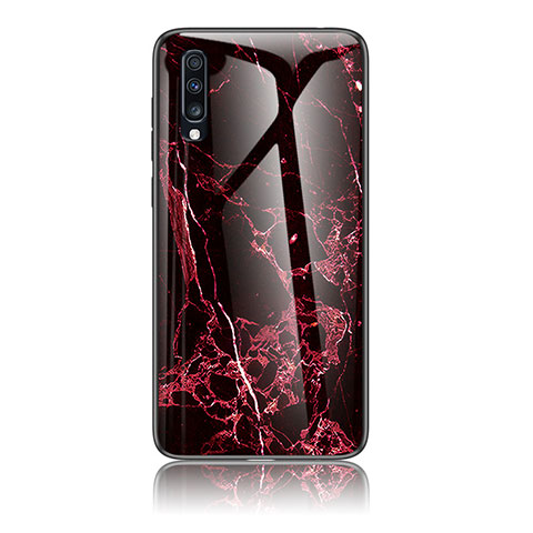 Funda Bumper Silicona Gel Espejo Patron de Moda Carcasa LS2 para Samsung Galaxy A70 Rojo