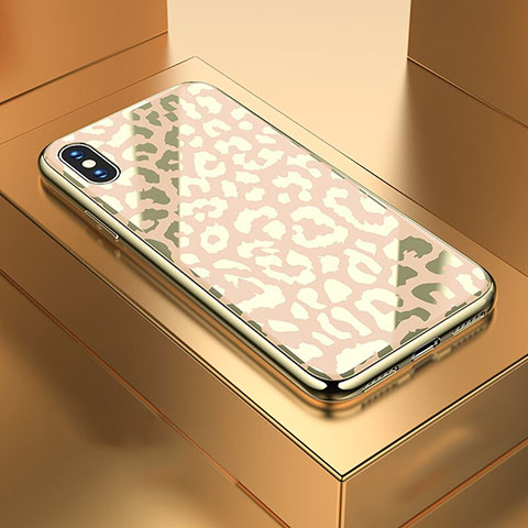 Funda Bumper Silicona Gel Espejo Patron de Moda Carcasa para Apple iPhone Xs Max Oro
