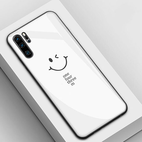 Funda Bumper Silicona Gel Espejo Patron de Moda Carcasa para Huawei P30 Pro Blanco