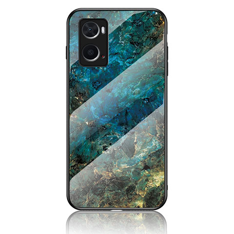 Funda Bumper Silicona Gel Espejo Patron de Moda Carcasa para Oppo A76 Azul