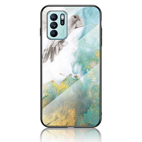 Funda Bumper Silicona Gel Espejo Patron de Moda Carcasa para Oppo Reno6 Z 5G Verde