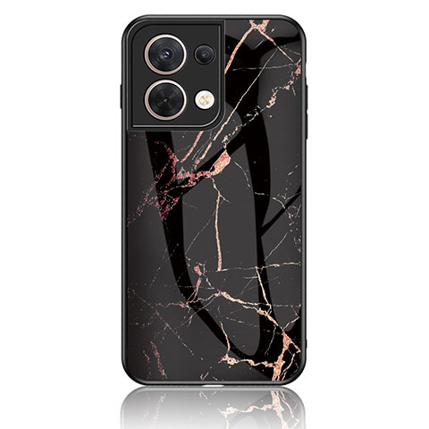 Funda Bumper Silicona Gel Espejo Patron de Moda Carcasa para Oppo Reno9 5G Oro y Negro