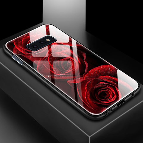 Funda Bumper Silicona Gel Espejo Patron de Moda Carcasa para Samsung Galaxy S10e Rojo Rosa