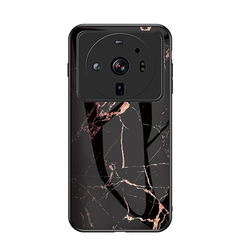 Funda Bumper Silicona Gel Espejo Patron de Moda Carcasa para Xiaomi Mi 12 Ultra 5G Oro y Negro