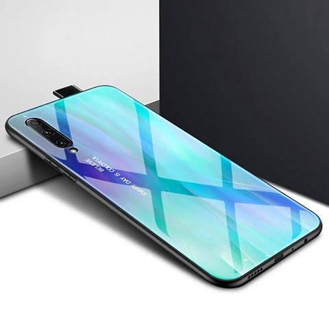 Funda Bumper Silicona Gel Espejo Patron de Moda Carcasa S01 para Huawei P Smart Pro (2019) Cian