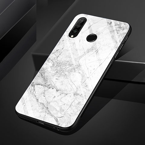 Funda Bumper Silicona Gel Espejo Patron de Moda Carcasa S01 para Huawei P30 Lite Blanco