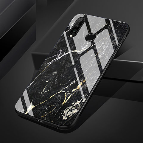 Funda Bumper Silicona Gel Espejo Patron de Moda Carcasa S01 para Huawei P30 Lite New Edition Gris Oscuro