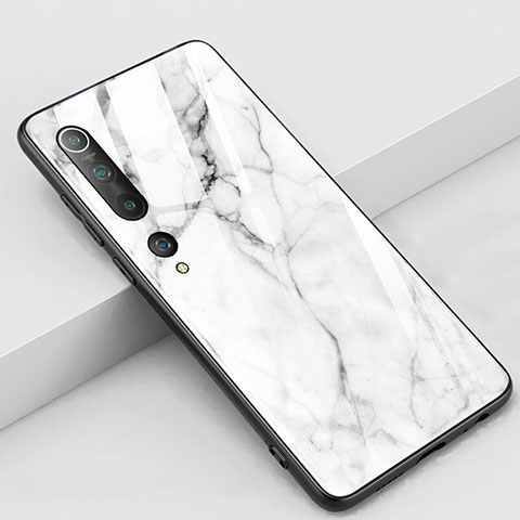 Funda Bumper Silicona Gel Espejo Patron de Moda Carcasa S01 para Xiaomi Mi 10 Blanco