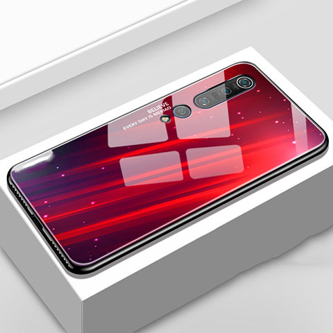 Funda Bumper Silicona Gel Espejo Patron de Moda Carcasa S01 para Xiaomi Mi 10 Pro Rojo