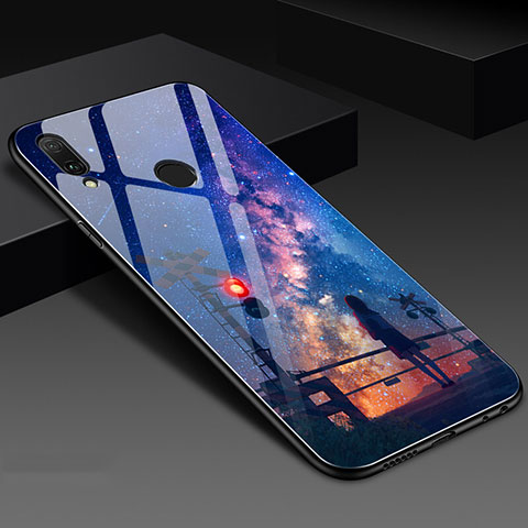 Funda Bumper Silicona Gel Espejo Patron de Moda Carcasa S02 para Huawei Honor 10 Lite Azul