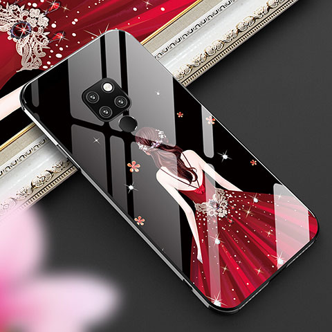 Funda Bumper Silicona Gel Espejo Vestido de Novia Carcasa K01 para Huawei Mate 20 Rojo y Negro
