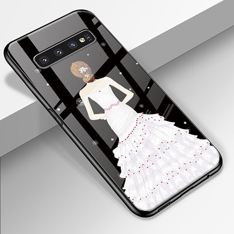 Funda Bumper Silicona Gel Espejo Vestido de Novia Carcasa K01 para Samsung Galaxy S10 Plus Blanco