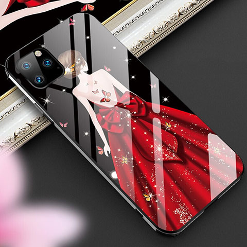 Funda Bumper Silicona Gel Espejo Vestido de Novia Carcasa M01 para Apple iPhone 11 Pro Max Rojo y Negro