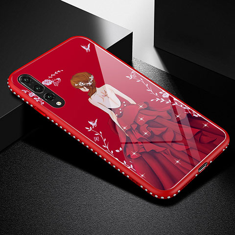 Funda Bumper Silicona Gel Espejo Vestido de Novia Carcasa para Huawei P20 Pro Rojo