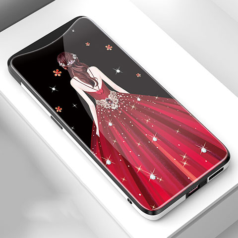 Funda Bumper Silicona Gel Espejo Vestido de Novia Carcasa para Oppo Find X Rojo