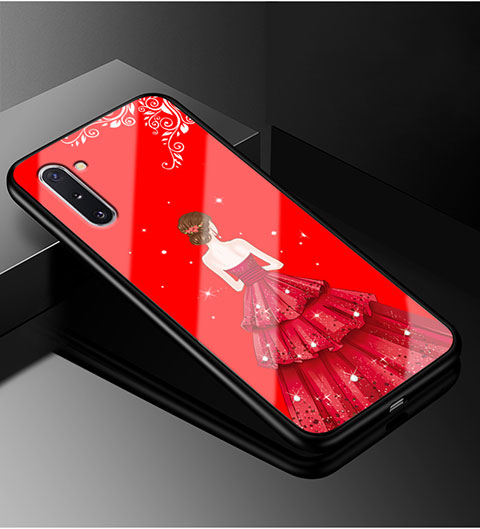 Funda Bumper Silicona Gel Espejo Vestido de Novia Carcasa para Samsung Galaxy Note 10 Plus 5G Rojo