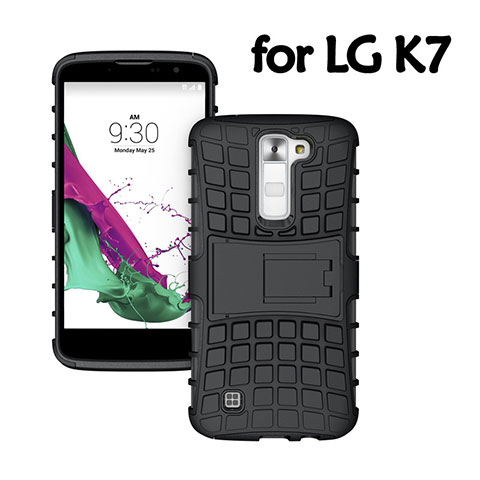 Funda Bumper Silicona Mate con Soporte para LG K7 Negro